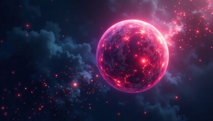 Fototapeta premium Gaseous Orb floating in the darkness of space, space background, mystery