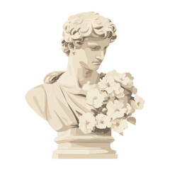 Obraz premium Classic sculpture flowers art illustration vector