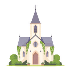 Fototapeta premium Classic french church architecture illustration building vector