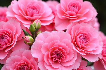 Fototapeta premium bunch of pink carnations in a vase on a table