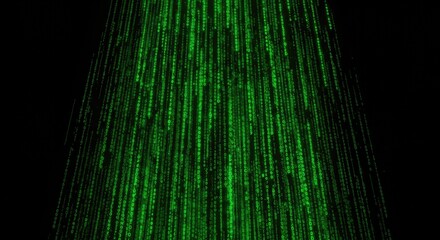 A neon-lit matrix-style digital rain made of transaction timestamps.