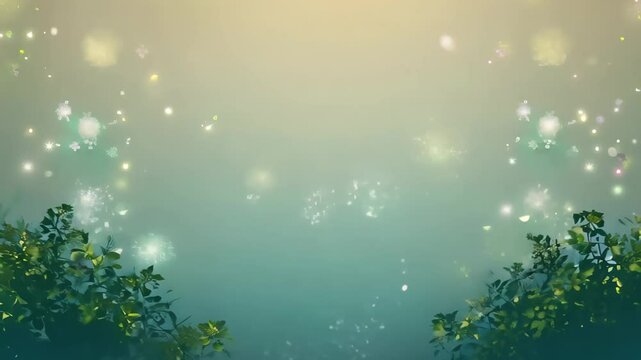 Serene Tranquil Space with Foliage and Blossoms - Digital Backdrops and Moving Wallpaper for Stream Overlay and VTuber Resources