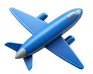 3d illustration of a commercial blue airplane isolated on white background for travel and transport designs
