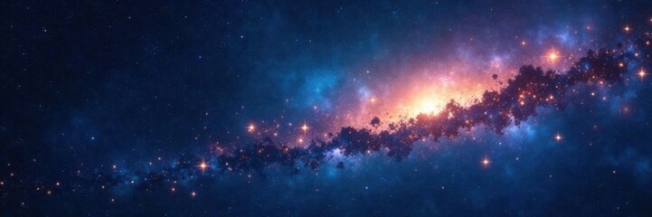 Naklejka premium Sparkling stars on a dark canvas with galaxies in the distance, darkness, space, celestial