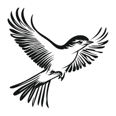 Obraz premium Simple flying bird linear illustration stencil design vector