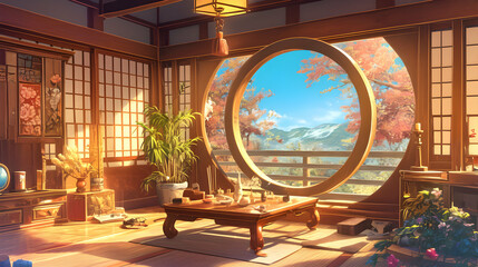 Serene Asian Room Illustration