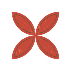 Brutalist abstract icon sticker. Bold symbol with flat shape and grunge texture. Modern design element, graphic style, potential for retro or contemporary use.