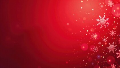 Tiny snowflakes swirl in a vibrant red gradient background, winter wonderland, frosty colors, snowflakes