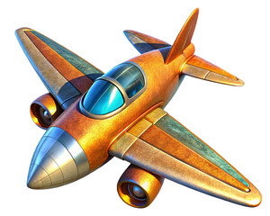 3d illustration of a vintage orange jet fighter aircraft isolated on white background for aviation and transport visuals