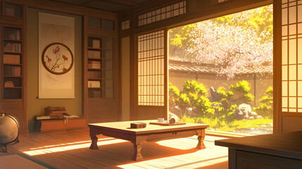 Serene Japanese Room Illustration