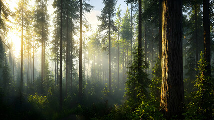 Naklejka premium Pixelated Sunrise In Forest