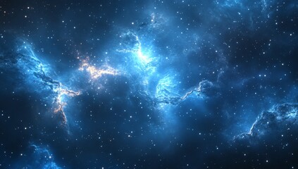 Deep space nebula, vibrant cosmic clouds of glowing gas and dust, scattered stars