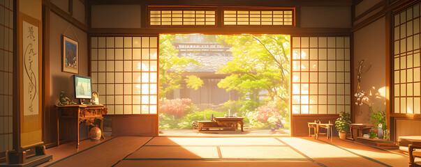 Serene Japanese Room Illustration