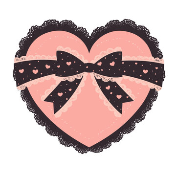 Jirai kei heart black lace pink vector