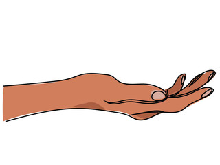 Hands in continuous line drawing on a white background.