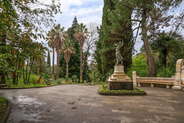 Genre sculpture Dancer in the Upper Park of the Sochi Arboretum on a spring day, Sochi, Krasnodar Krai, Russia