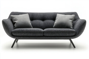 Grey couch with pillows.