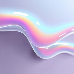 Obraz premium Abstract wave design featuring smooth, iridescent curves with pastel colors against a soft background, creating a serene and modern aesthetic.