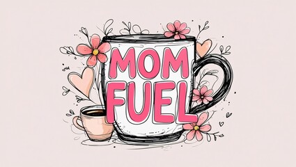 Mom Fuel A heartwarming illustration celebrating mothers and their unwavering energy