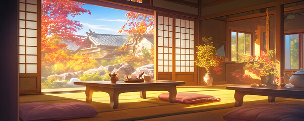 Autumn Sunlit Room Illustration
