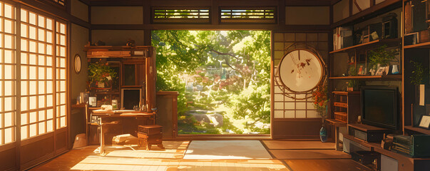 Serene Japanese Room Illustration
