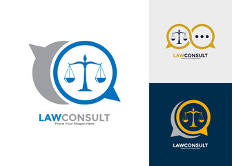 law chat logo template vector. Suitable for business, law firm, attorney, education and social media