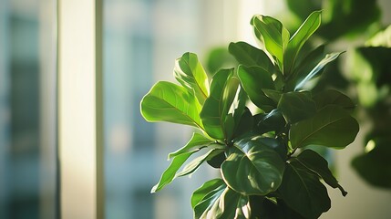 Sunlit Fiddle Leaf Fig: A Botanical Delight