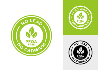 PFOA FREE, no lead, no cadmium logo badge set. Suitable for business, product label and information