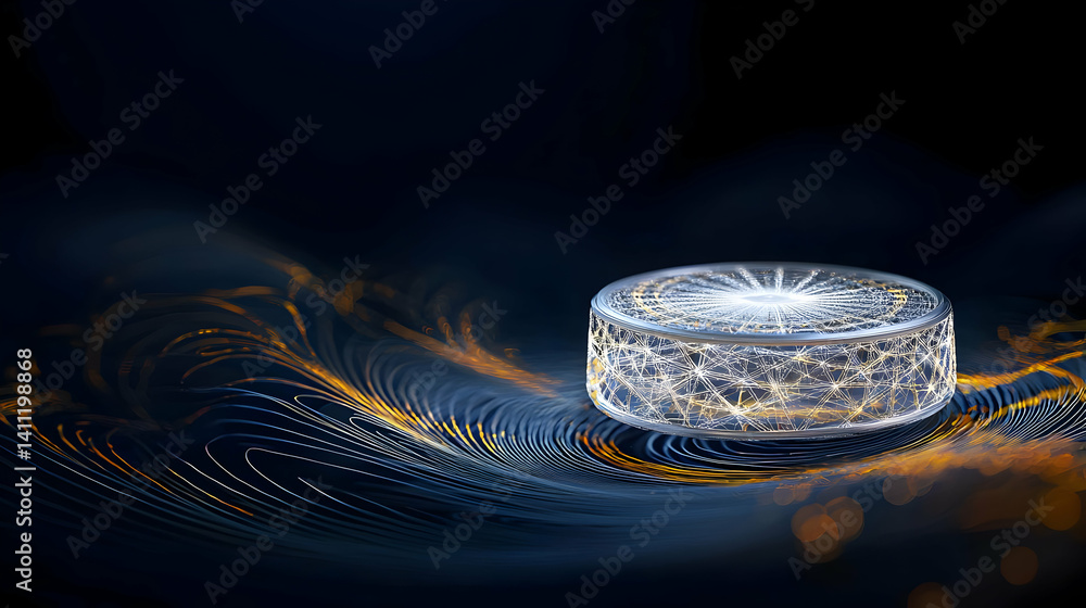 Aufkleber abstract glowing circle object on dark background