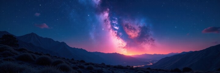 Fototapeta premium Glowing starry atmosphere in the midnight hour, , atmospheric light, celestial