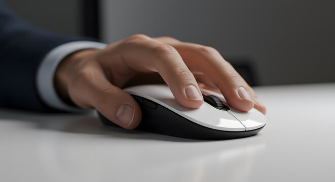 hand on computer mouse