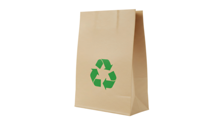 Recycling Symbol on Paper Bag Isolated on Transparent Background


