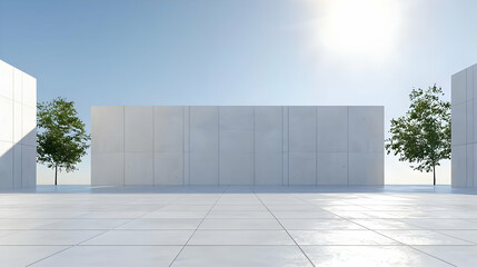 Obraz premium Minimalist White Concrete Architecture Exterior