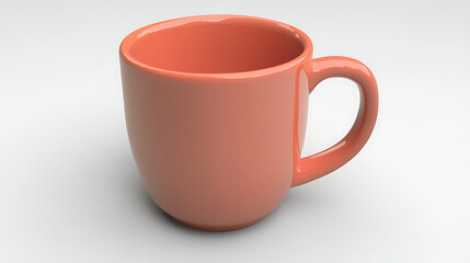 Coral-colored mug on a plain background