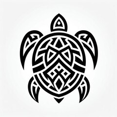 Naklejka premium Tribal Turtle Illustration in Black and White with Ethnic Pattern Style