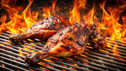 Spicy Jamaican Jerk Chicken, Grilled Open Flame, BBQ Recipe, Caribbean Food Photography