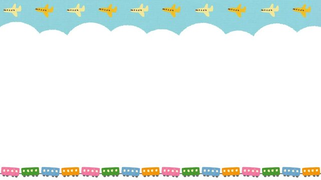 Hand drawn Airplane illustration border