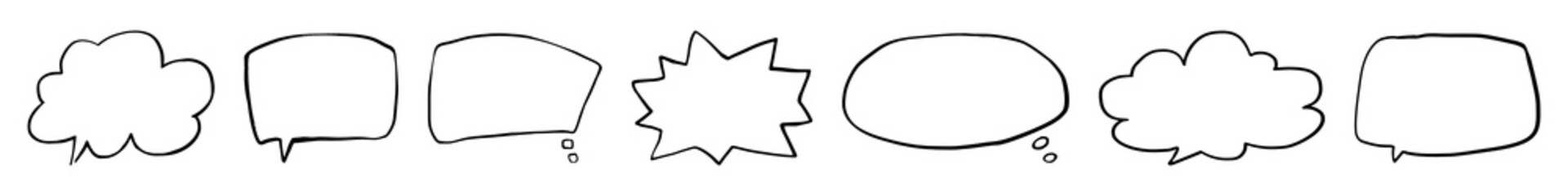 Doodle speech bubble png cut out element set, transparent background