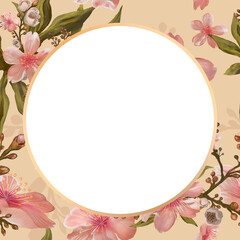Gold round lily frame design element