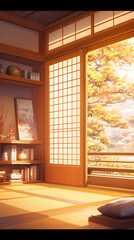 Serene Japanese Room Illustration