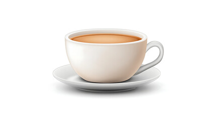 Obraz premium White ceramic teacup with tea on white background