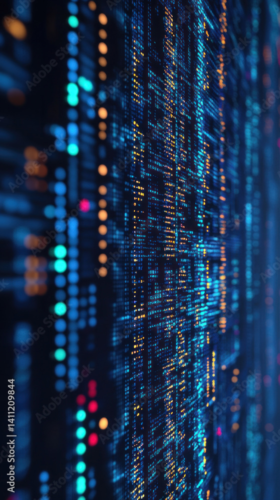 Poster a computer screen with a blue background and a row of numbers. the numbers are in different colors a