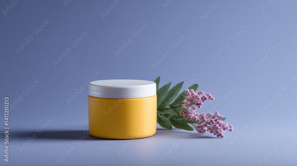 Poster vibrant retro product display on bold color background in studio light