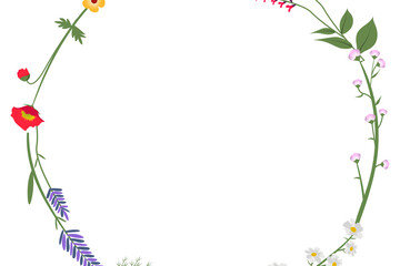 Obraz premium Png floral frame decorated with wildflower border