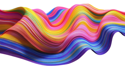 colorful abstract wave background, on transparent background