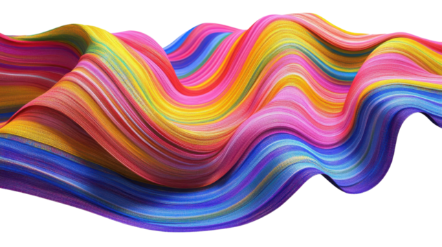 colorful abstract wave background, on transparent background