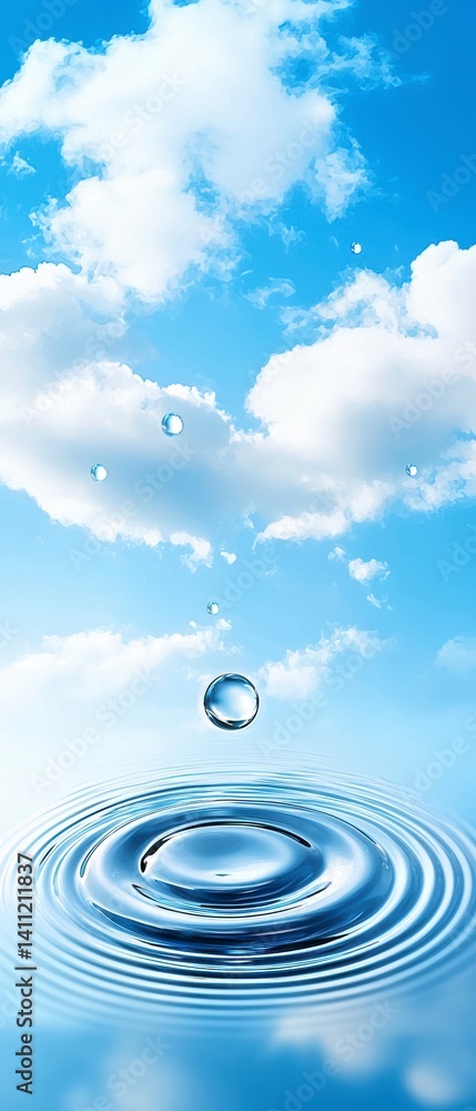 Poster water droplet splashing on surface open sky nature close-up serene environment aerial view fluid dyn