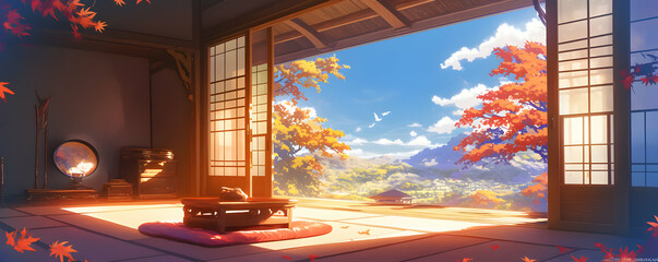 Autumn Room View Illustration