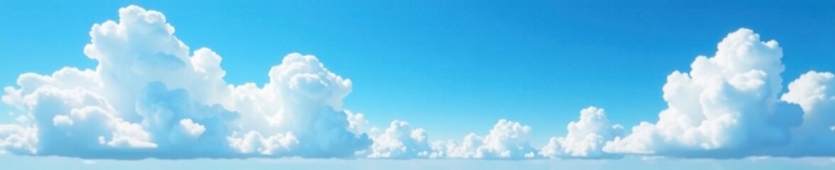 Obraz premium White puffy clouds float on a stunning cerulean canvas , blue, landscape