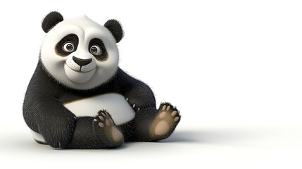 Obraz premium A cartoon panda bear is sitting on a white background